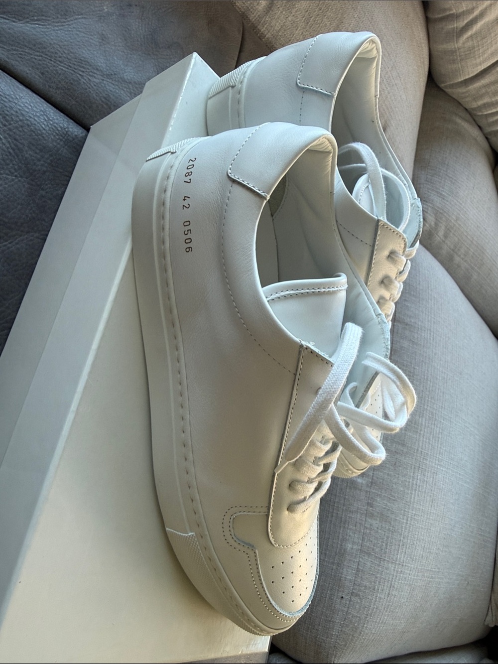 Classic Minimal White Leather Men's Sneakers - Classic Low-Top